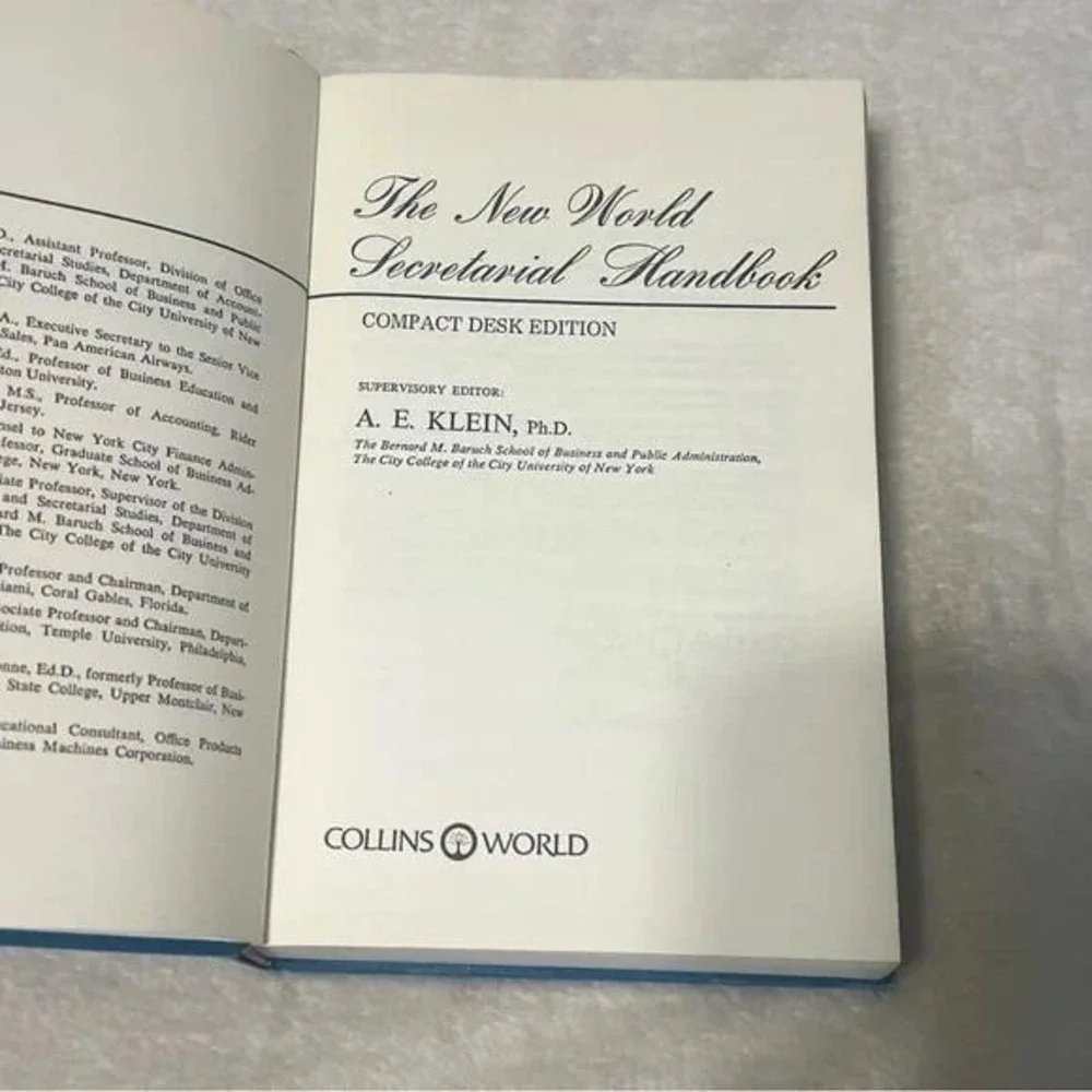 The New World Secretarial Handbook Compact Desk Edition AE Klein PhD Vintage